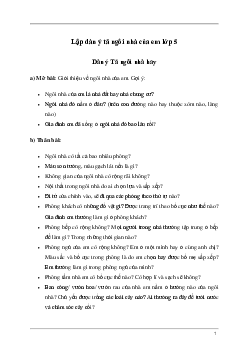 Tập làm văn lớp 5: Dàn ý tả ngôi nhà (8 mẫu)