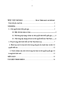 Tiểu luận ''Chủ quyền biển đảo và trách nhiệm của sinh viên trong bảo vệ chủ quyền biển đảo quốc gia trong tình hình mới''