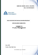 Faculty of economics & administration specialized marketing | Product Management Final Report