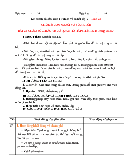 Giáo án Tự nhiên và xã hội 2 sách Chân trời sáng tạo (Cả năm)| Bài 22