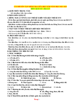 Đề cương ôn tập giữa HK2 môn Lịch Sử & Địa Lí 7 năm học 2022-2023 (có đáp án)