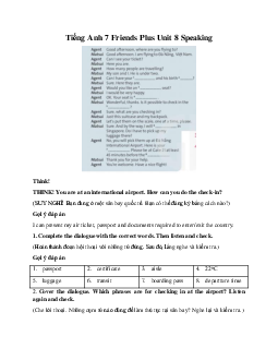 Tiếng Anh 7 Friends Plus Unit 8 Speaking