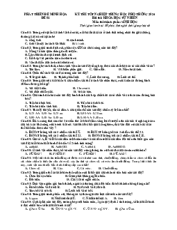 Đề thi thử THPTQG môn Sinh học năm 2024 phát triển từ đề minh họa (có đáp án)