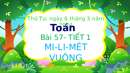 Giáo án điện tử Toán 4 Bài 57 Chân trời sáng tạo: Mi-li mét vuông