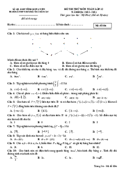 Đề thi thử TN THPT 2024 môn Toán trường THPT Dương Quảng Hàm – Hưng Yên