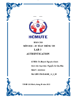 Bài báo cáo thực hành LAB 03: Authentication | Đại học Sư phạm Kỹ thuật Thành phố Hồ Chí Minh