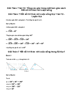 Giải Toán 7 Bài 12: Tổng các góc trong một tam giác | Kết nối tri thức