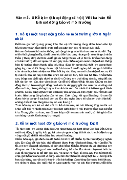 Văn mẫu 8 Kể lại một hoạt động xã hội | Viết bài văn Kể lại hoạt động bảo vệ môi trường