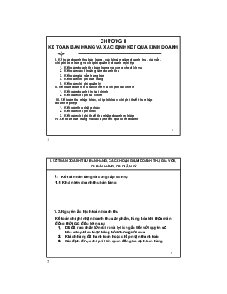 Chương II: Kế toán bán hàng và xác định kết quả kinh doanh | Học viện Nông ngiệp Việt Nam