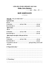 Đơn Khởi Kiện Ly Hôn Đơn Phương môn Luật hành chính | Trường đại học Mở Hà Nội