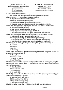 Đề Thi Giữa Kì 2 Sử 8 THCS Trung Thành 2021-2022 có đáp án và ma trận