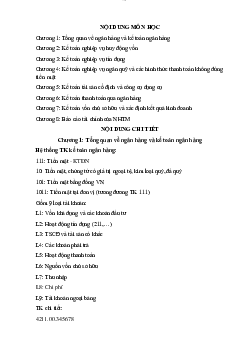 Một số nội dung môn học Kế toán ngân hàng | Trường Đại học Kinh tế và Quản trị Kinh doanh, Đại học Thái Nguyên