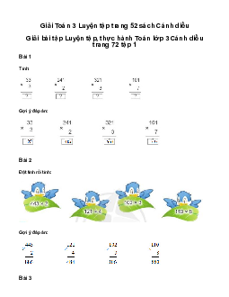 Luyện tập: Giải bài tập Luyện tập, thực hành Toán lớp 3 Cánh diều trang 72 tập 1