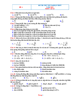 Đề thi thử tốt nghiệp THPT 2022 Vật Lí - Đề 5 (có lời giải)
