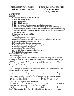 Đề cương học kì 2 Toán 7 năm 2023 – 2024 trường THCS Phú Thượng – Hà Nội