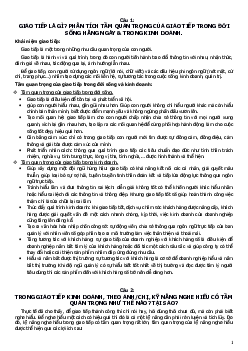 Câu hỏi tự luận ôn tập môn Giao tiếp trong kinh doanh (có đáp án) hay, hấp  dẫn nhất