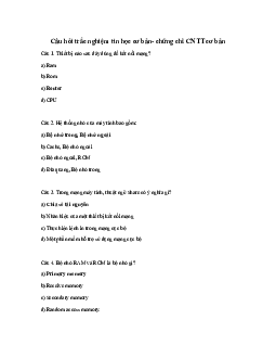 Câu hỏi trắc nghiệm Tin học cơ bản | Đại học Bách khoa Hà Nội