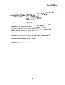 Đề thi Nhà nước | Pháp luật đại cương | Đại học Khoa học Xã hội và Nhân văn, Đại học Quốc gia Thành phố HCM