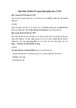 Giải Sinh 10 Bài 19: Quá trình phân bào | Chân trời sáng tạo