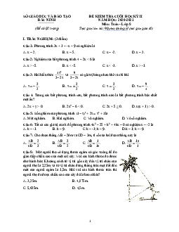Đề thi cuối học kỳ 2 Toán 8 năm 2020 – 2021 sở GD&ĐT Bắc Ninh
