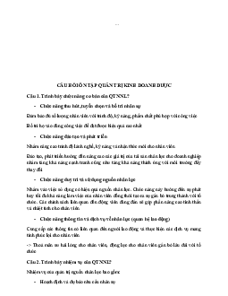 Câu hỏi ôn tập môn quản trị kinh doanh | Đại học Tây Đô