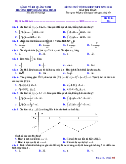 Đề thi thử Toán TN THPT 2022 trường THPT Hoàng Hoa Thám – Quảng Ninh