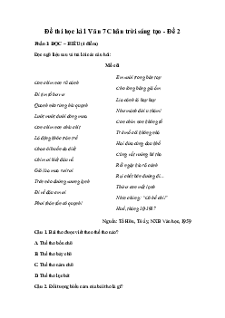Đề thi học kì 1 Ngữ Văn 7 | Đề 2 | Chân trời sáng tạo