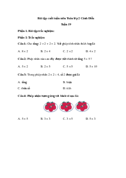 Bài tập cuối tuần Toán lớp 2 Cánh diều - Tuần 19