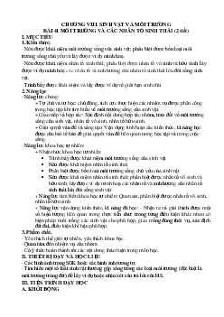 Giáo án Khoa học tự nhiên 8 Bài 41: Môi trường và các nhân tố sinh thái | Kết nối tri thức