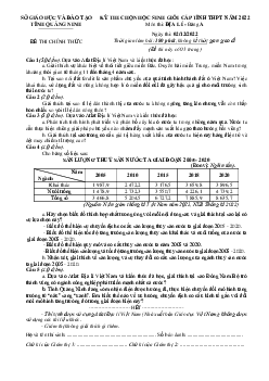 Đề HSG Địa 12 tỉnh Quảng Ninh 2022-2023