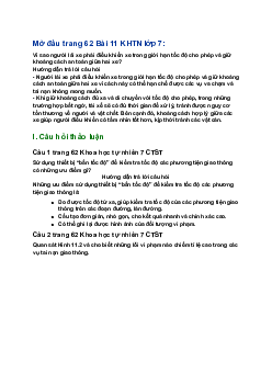 Giải SGK Khoa học tự nhiên 7 Bài 11: Tốc độ và an toàn giao thông| Chân trời sáng tạo