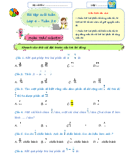 Giải Bài tập cuối tuần lớp 4 môn Toán Kết nối tri thức - Tuần 29