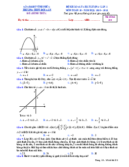 Đề khảo sát chất lượng Toán 10 lần 1 năm 2020 – 2021 trường THPT Đội Cấn – Vĩnh Phúc