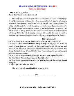 Bộ đề ôn tập giữa kỳ 1 Ngữ văn 8 năm 2022-2023 (có đáp án)