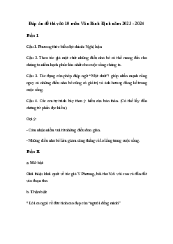 Đề thi vào 10 môn Ngữ văn năm 2023 - 2024 sở GD&ĐT Bình Định