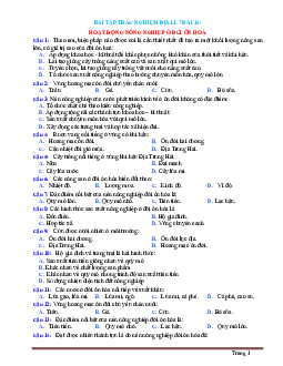 Trắc nghiệm Địa 7 Bài 14: Hoạt động nông nghiệp ở đới ôn hòa (có đáp án)