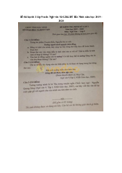 Đề thi học kì 1 lớp 9 môn Ngữ văn Sở GD&ĐT Bắc Ninh năm học 2019 - 2020