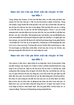 Viết đoạn văn nêu lí do yêu thích một câu chuyện về tình bạn | Tập làm văn 4