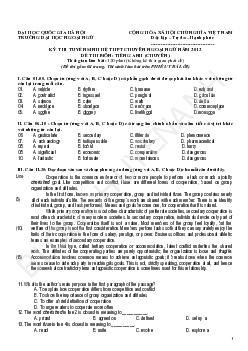 Đề thi Tuyển sinh vào lớp 10 THPT Chuyên Ngoại ngữ môn Tiếng Anh (chuyên) năm 2012