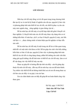 Đồ Án Chi Tiết Máy | Đại học Kinh tế kỹ thuật công nghiệp