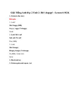 Unit 2: He’s happy! - Lesson 6 SGK | Tiếng Anh lớp 2 Family and Friends