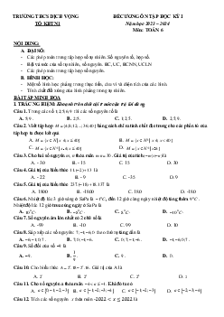 Đề cương học kỳ 1 Toán 6 năm 2023 – 2024 trường THCS Dịch Vọng – Hà Nội