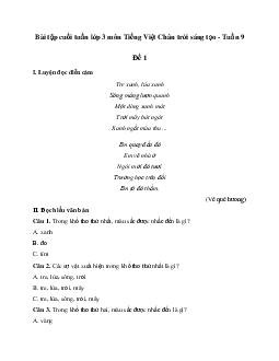 Bài tập cuối tuần lớp 3 môn Tiếng Việt Chân trời sáng tạo - Tuần 9