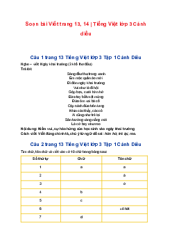 Soạn bài Viết trang 13, 14 | Tiếng Việt lớp 3 Cánh diều