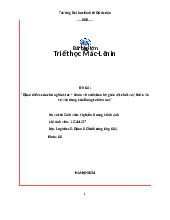 Đề tài :“Quan điểm của chủ nghĩa Mác – Lênin về mối quan hệ giữa vật chất và ý thức. Và sự vận dụng của Đảng ta hiện nay” môn Triết học Mác - Lênin  | Trường Đại học Kinh tế Quốc dân