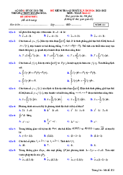 Đề thi cuối kỳ 2 Toán 12 năm 2021 – 2022 trường THPT Hướng Hóa – Quảng Trị