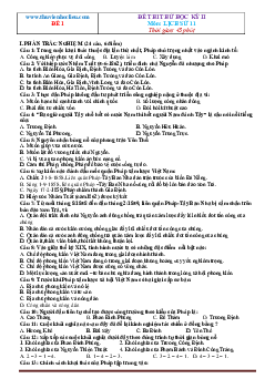 TOP 10 đề thi Lịch sử 11 học kỳ 2 năm học 2020-2021 (có đáp án)