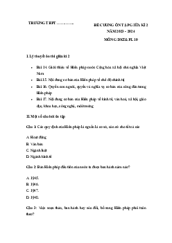 Đề cương giữa học kì 2 môn Giáo dục kinh tế và Pháp luật 10 sách Cánh diều
