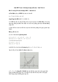 Giải SBT Toán 12 bài tập ôn tập cuối năm - Giải Tích 12