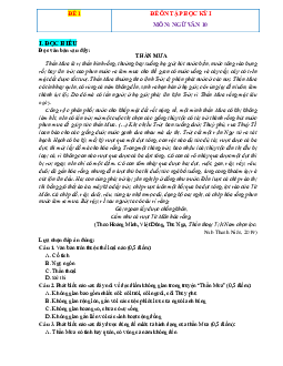 Đề Ôn thi HK 1 Ngữ Văn 10 Kết Nối Tri Thức -Đề 1 (Có đáp án)